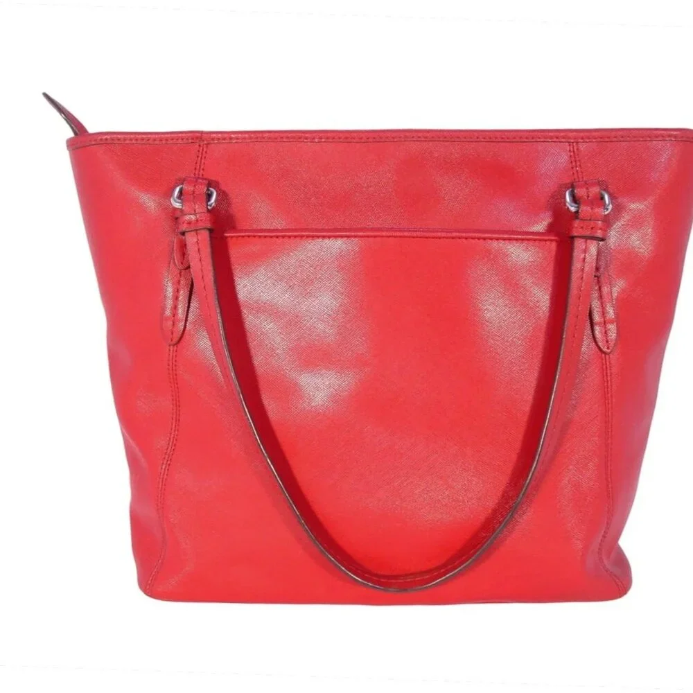 COACH Peyton $348 Red Saffiano Leather Zip Tote Bag - Picture 3 of 7